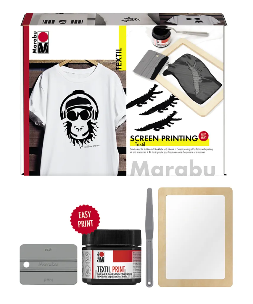 Kit de Sérigraphie pour Textile Marabu Set de Transfert Créatif DIY