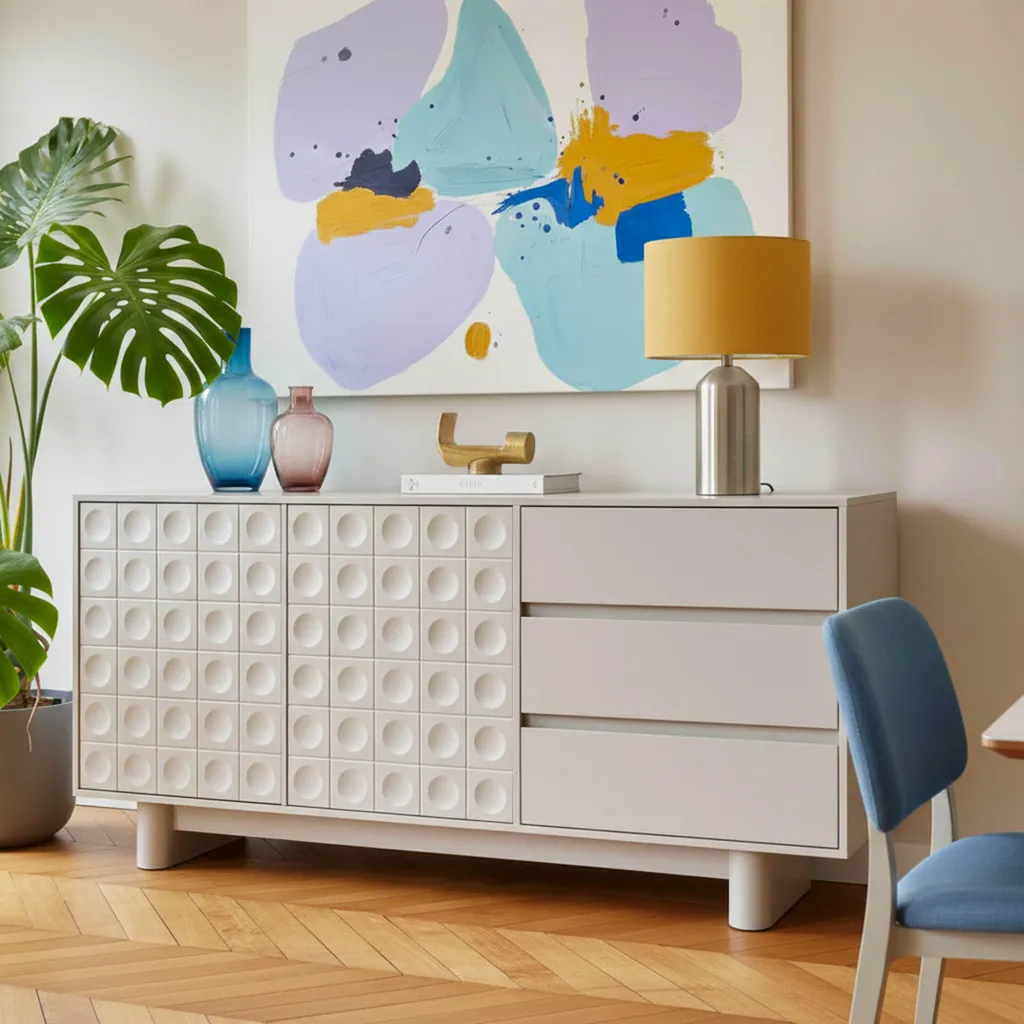 Buffet moderne rectangulaire L160 cm beige Octave par Oviala - Design