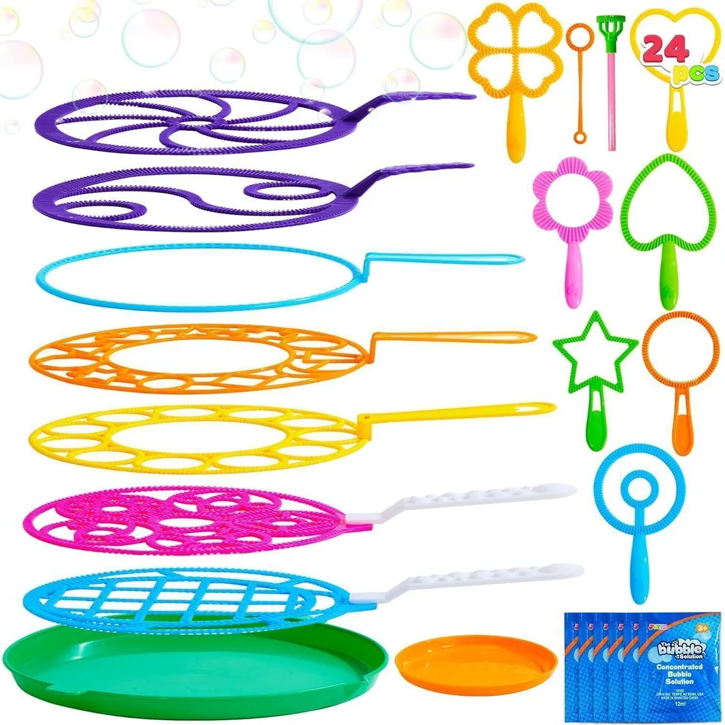 JOYIN Set de Bulles de Savon 18 Tiges et 6 Solutions pour Enfants