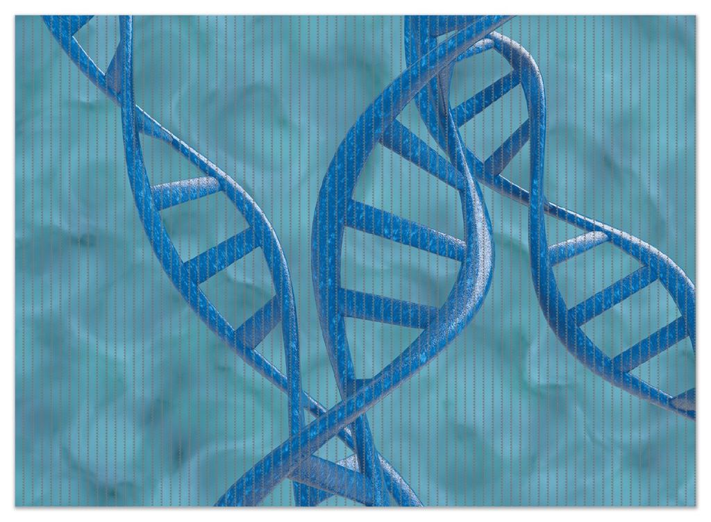 Wallario Duschmatte Antirutschmatte Badmatte Fußmatte DNA-Strang in blau auf türkisem Hintergrund, Größe ca. 90 x 65 cm
