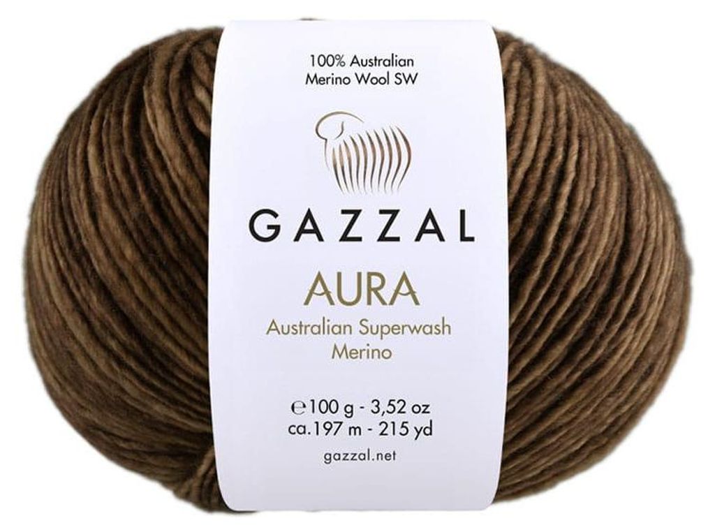 Gazzal Aura Wolle 100g Merino Superwash Braun Produktbild 