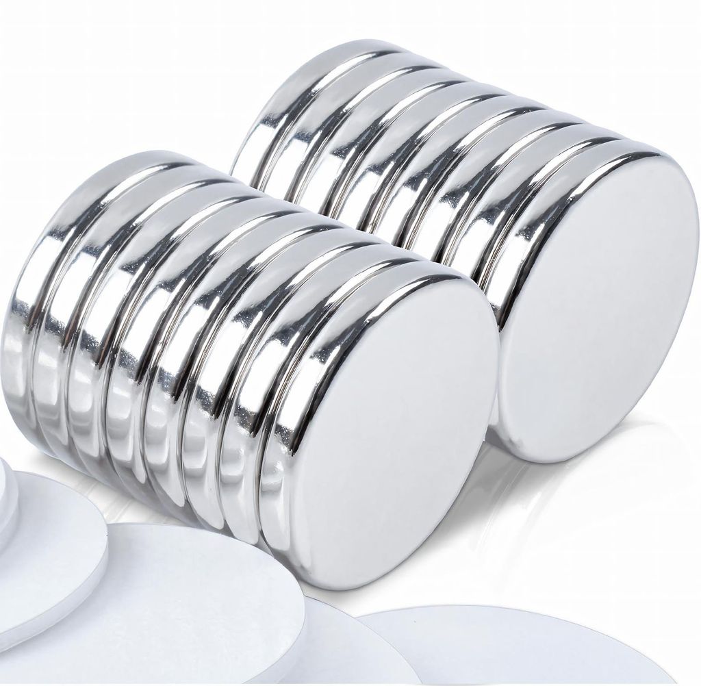 Starke Neodym-Magnete, 16 Stück, 20 x 3 mm, selbstklebend, rund, starke Magnete für Magnettafeln, Whiteboards, Bastelprojekte, Büro, Kühlschran...