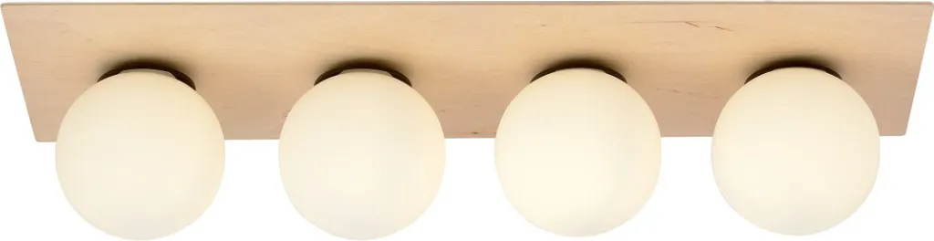 Plafonnier KENZO Emibig bois clair et blanc 4xE14, dimensions 20x75x18 cm