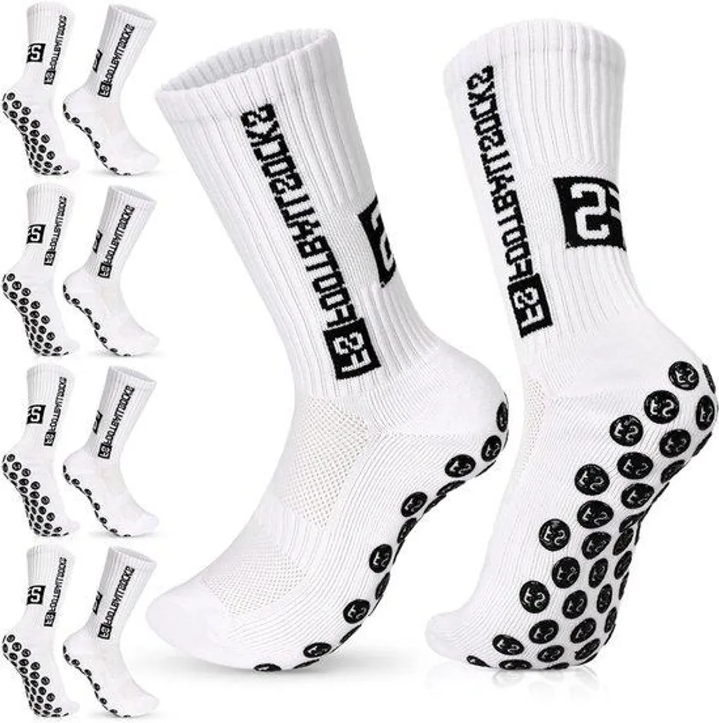 Chaussettes de football blanches antidérapantes homme taille 35-39 x4