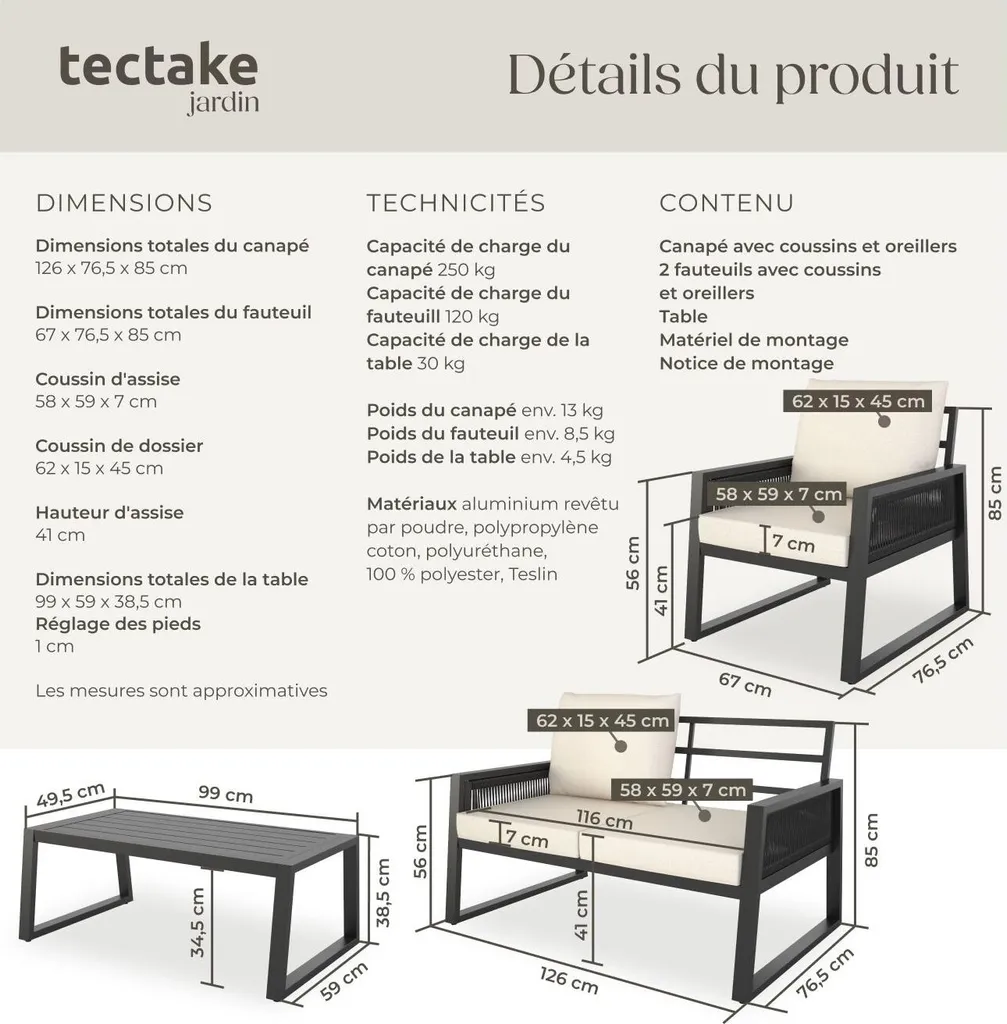 Salon de jardin durable sans entretien Captive en alu anti-corrosion - 6
