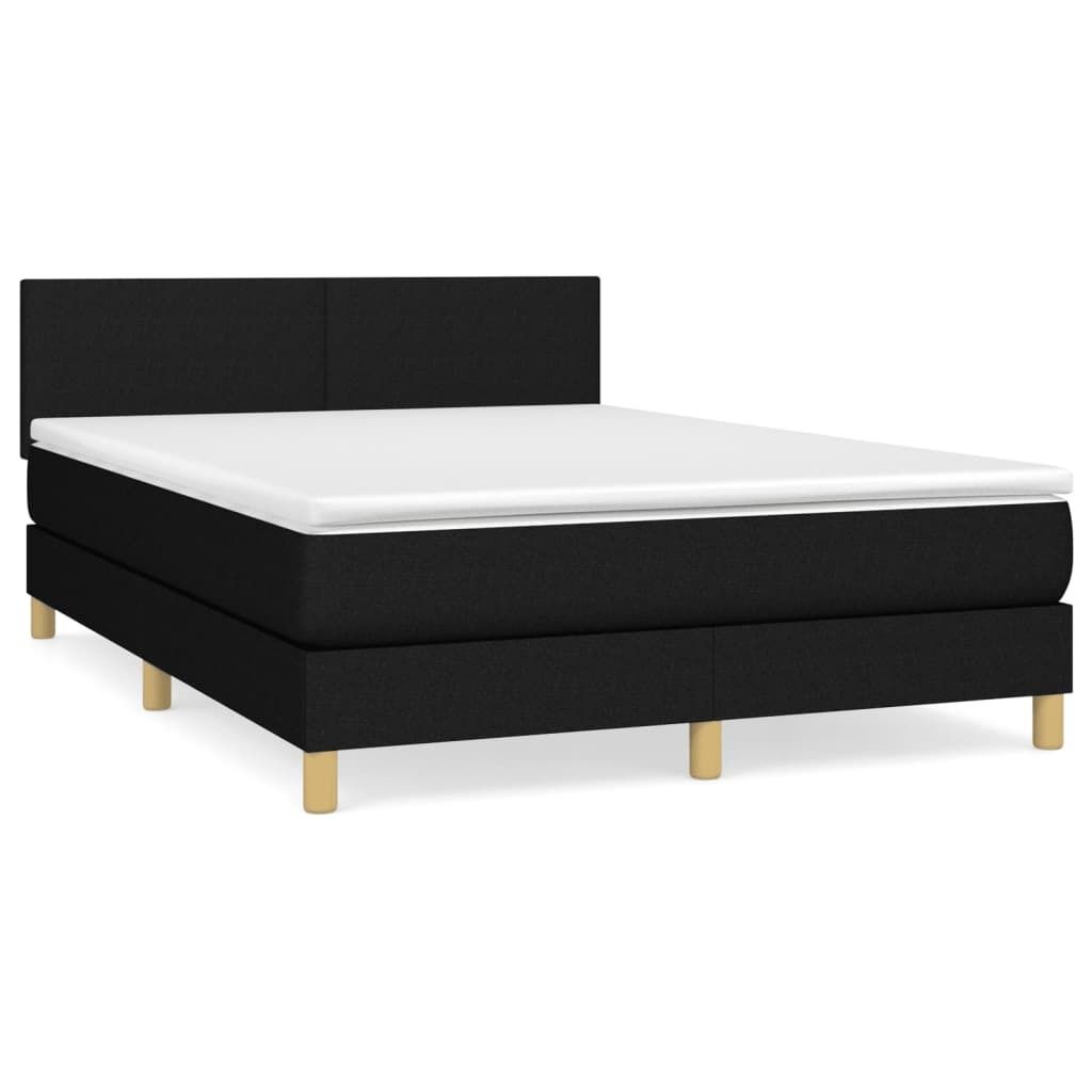 vidaXL Boxspringbett mit Matratze Schwarz 140x190 cm Stoff