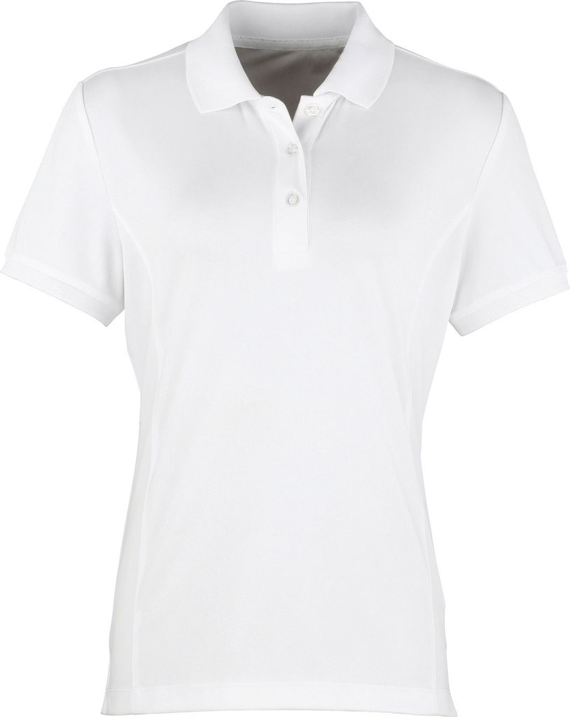 Premier Damen Coolchecker Piqué Polo-Shirt / Polohemd, Kurzarm RW4402 (2XL) (Weiß)