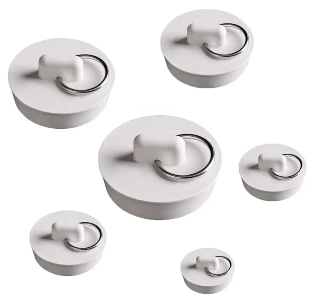 Lot de 6 bouchons d'étanchéité pour cuisine et salle de bain, blanc