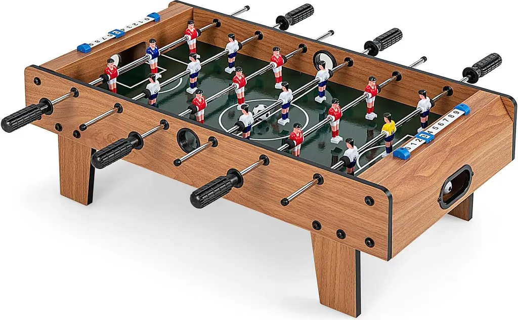 Table de Baby-foot Compacte pour Enfants et Adultes en Bois Naturel 69cm