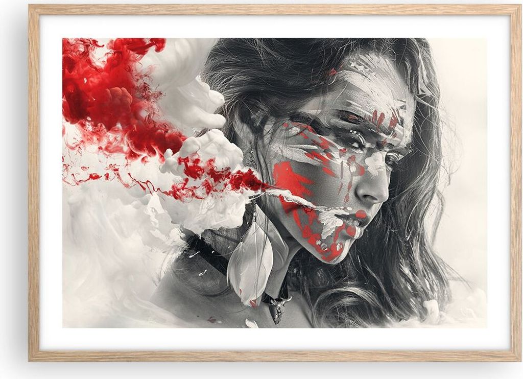 Gerahmtes Poster - Rahmen in heller Eiche - Frau Gesicht Kunst - 70x50 cm - Wand Bild - Wanddeko - Wandbilder - Wandposter - Bilderrahmen - Bilder ...