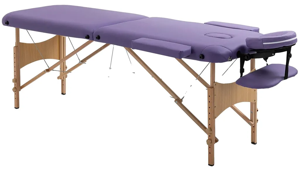Table de massage violette ergonomique, réglable en hauteur, facile à transporter