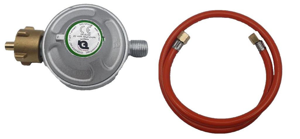 Gasschlauch 80cm + Druckminderer auf 50Mbar im Set Produktbild 