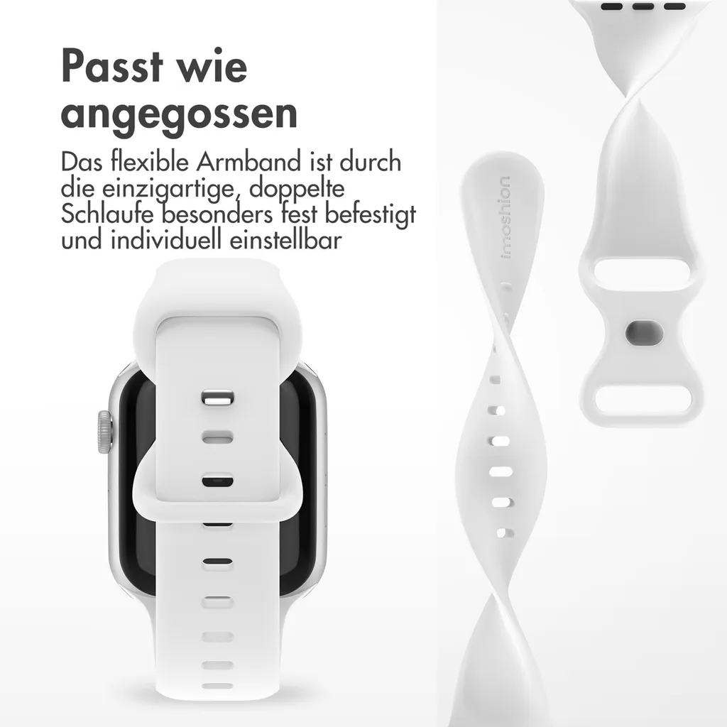 Watch Ultra - 49 mm, Watch Ultra 2 - 49 mm, Watch SE - 44 mm, Watch SE 2023 - 44 mm, Watch SE 2022 - 44 mm, Watch 9 - 45 mm, Watch 8 - 45 mm, Watch 7 - 45 mm, Watch 6 - 44 mm, Watch 5 - 44 mm, Watch 5 - 44 mm, Watch 4 - 44 mm, Watch 44 mm, Watch 42 mm, Watch 3 - 42 mm, Watch 2 - 42 mm, Watch 1 - 42 mm, Watch 1 - 42 mm, Watch 10 - 46 mm Cinturino: imoshion Silikonband 2.0 - 4