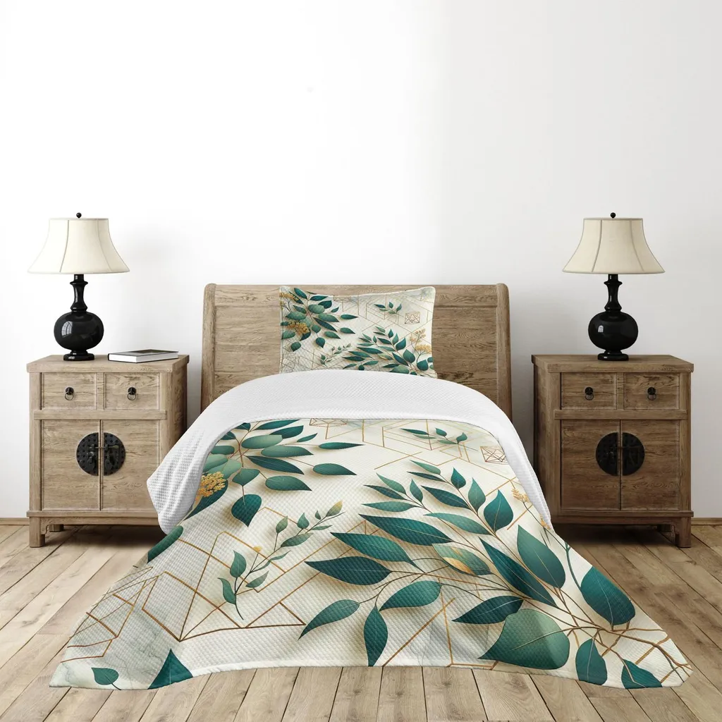 Copriletto Estivo Autunnale ABAKUHAUS 170x220 Blu Verde Eucalipto