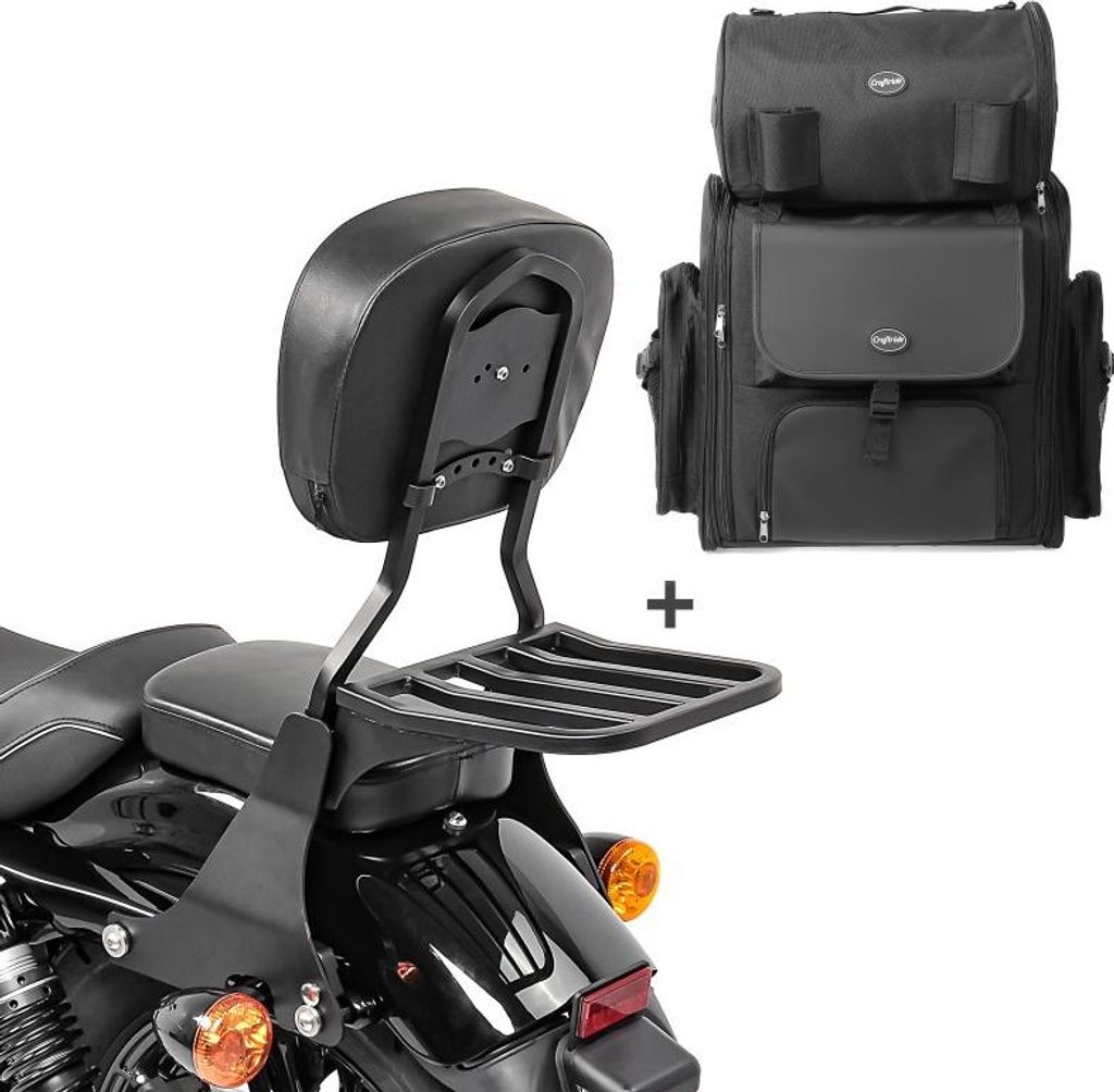 Sissybar SB1 + Hecktasche für Chopper / Custombikes 04-20 Gepäckträger