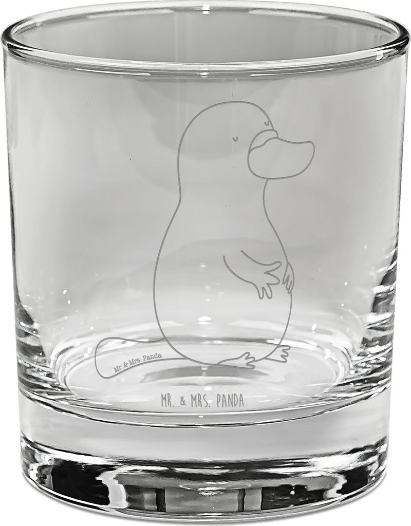 Mr. & Mrs. Panda Glas Schnabeltier Mut - Transparent - Geschenk, Tumbler, Cocktailglas, Neustart, Trinkglas, Neuanfang, Longdrinkglas, Lebensweishe...
