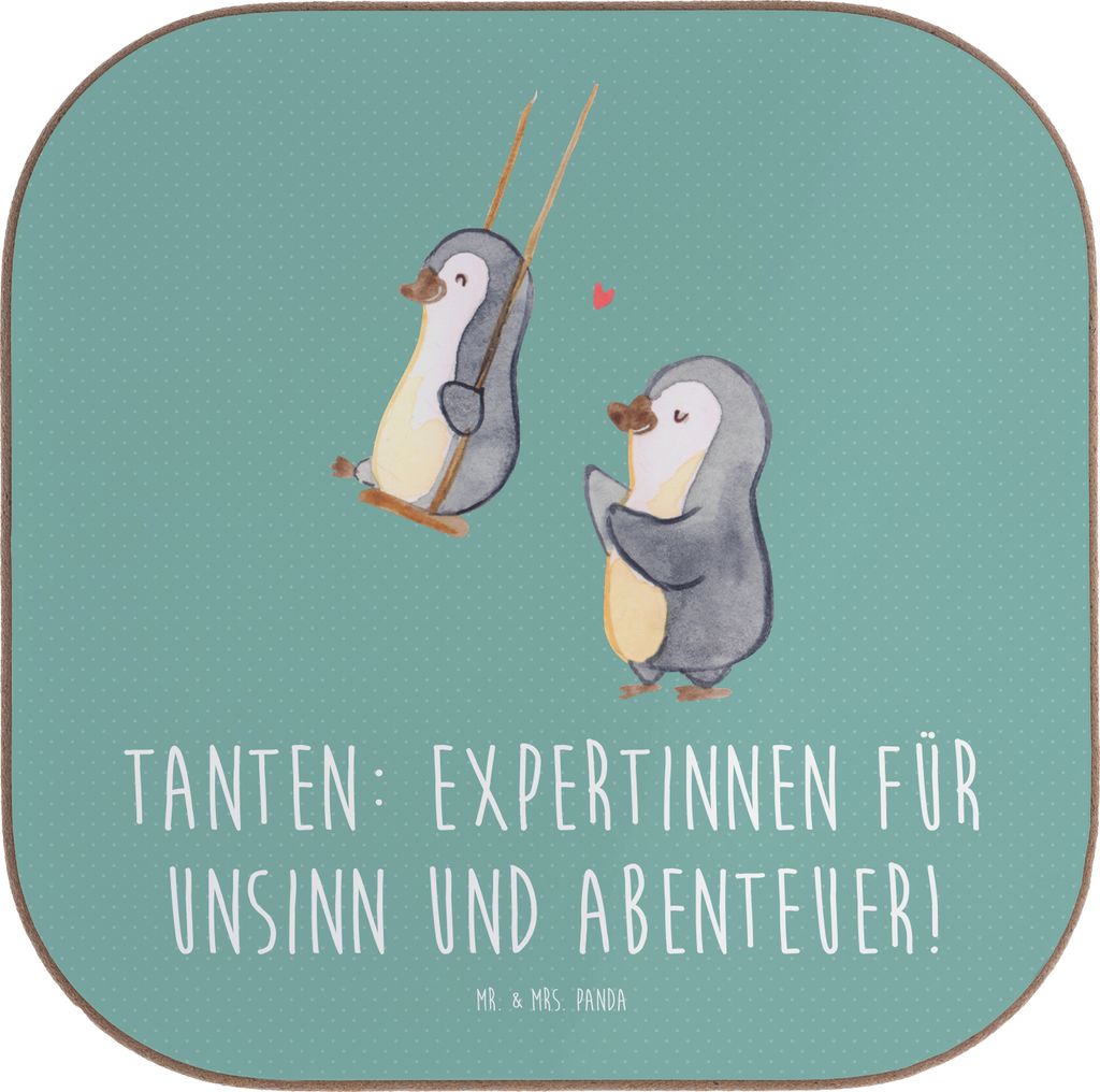 Mr. & Mrs. Panda Untersetzer für Gläser Tante Abenteuer - Meeresbrise - Geschenk, Holzuntersetzer, gläseruntersetzer, energisch, handgemacht, Ti...