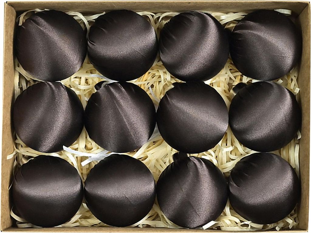 12er-Set 6 cm große, bruchsichere, wiederverwendbare Samt-Weihnachtskugeln aus Kunststoff zum Aufhängen am Weihnachtsbaum.