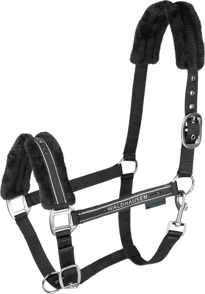 Licol Rembourré en Fourrure Artificielle Waldhausen Elegant pour Poney Noir
