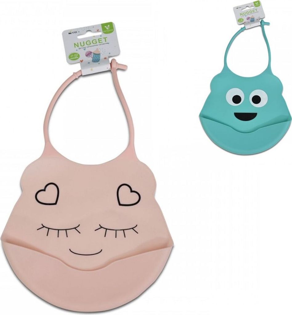 Cangaroo Babylatz Nugget Silikon, verstellbar, Fütterlätzchen, Auffangschale rosa