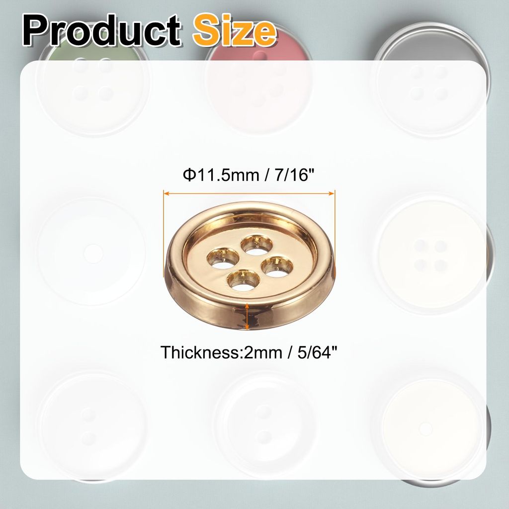 20 Stš¹ck 11,5mm Metall Kn?pfe, 4-Loch Runde Hemden M?ntel Kleidung N?hkn?pfe fš¹r Dekoration Handwerk DIY Zubeh?r (Gold)