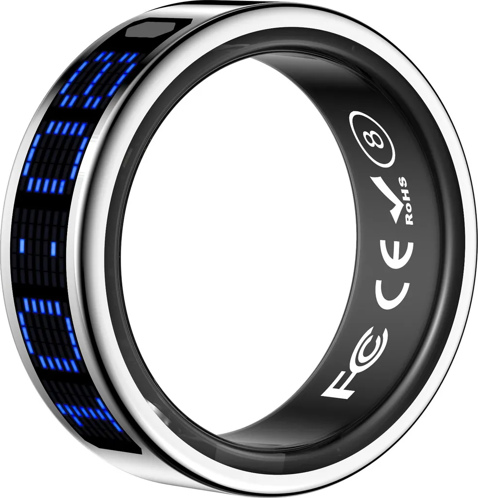 INF Smart Ring con Display: Controllo Touch, Fitness Tracking e Telecomando D'argento 9 - 5