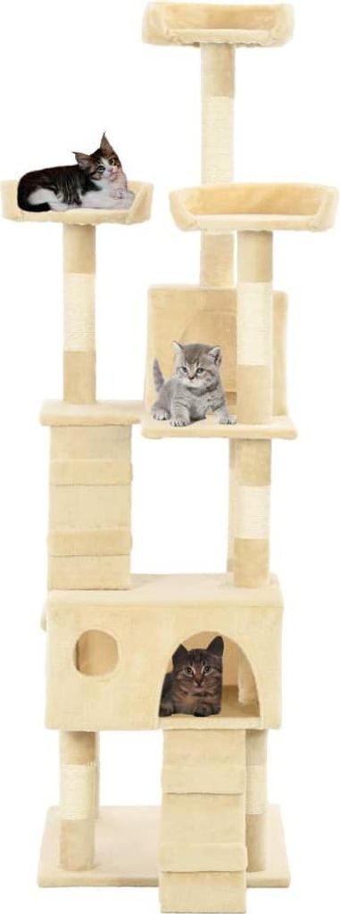 vidaXL Katzen-Kratzbaum mit Sisal-Säulen 170 cm Beige