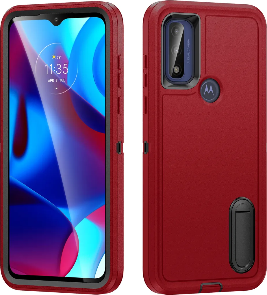 Custodia Motorola G Pure Moto G Power 2022 Antiurto Rosso con Supporto