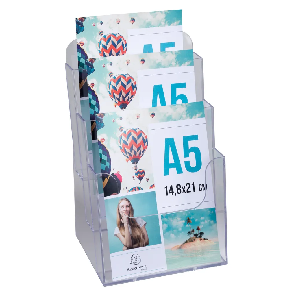 Distributeur de Flyers A5 Transparent 3 Compartiments Exacompta 75158D - 4