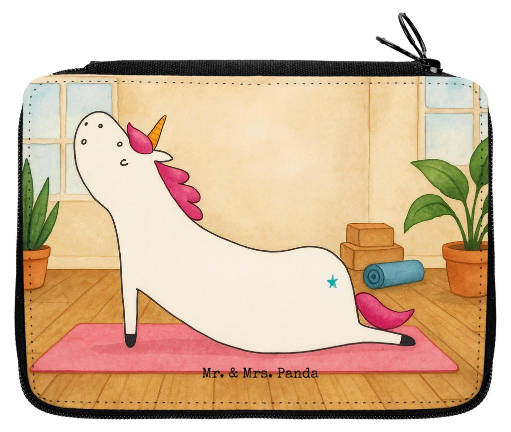 Mr. & Mrs. Panda Federmäppchen Einhorn Yoga Design - Weiß - Geschenk, Unicorn, Etui, Bleistiftetui, für Stifte, Schlampermäppchen, Sport, Einh...