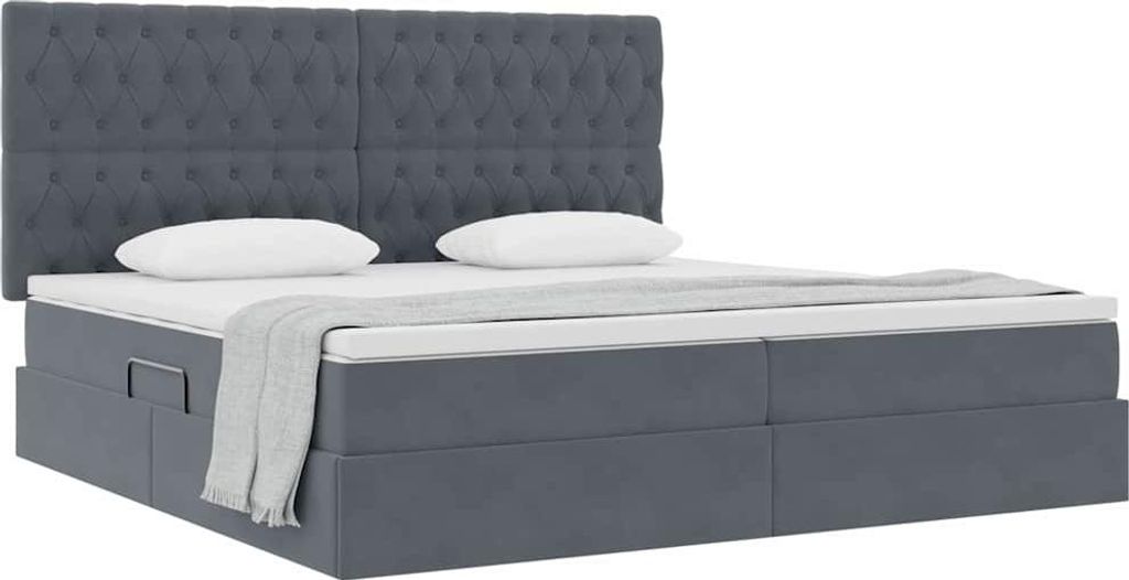 (Robust Möbel) Aufbewahrungsbett mit Matratze Dunkelgrau 200 x 200cm Samt - CL853571 - Klassische BettenJugendbett Tagesbett