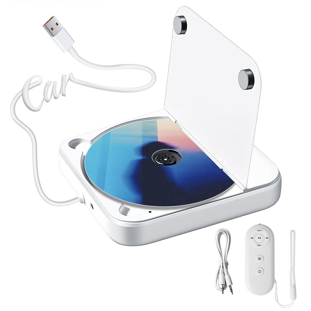 FORSMANO Externes CD Laufwerk, Auto-CD-Player, Tragbarer CD Brenner, mit USB, Plug & Play, für Auto, Laptop, Desktop, 13x13x2,5 cm, Weiß