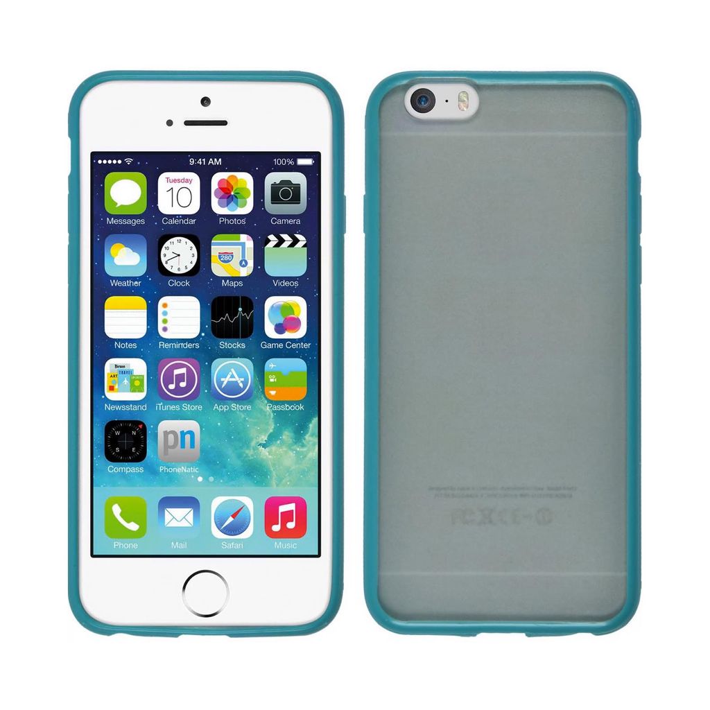 PhoneNatic Case kompatibel mit Apple iPhone 6s / 6 - Hülle türkis Frame Hard-case + 2 Schutzfolien