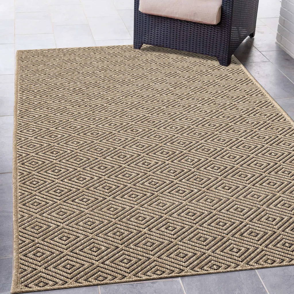 Tapis extérieur durable facile à nettoyer motif losange 120 x 170 cm