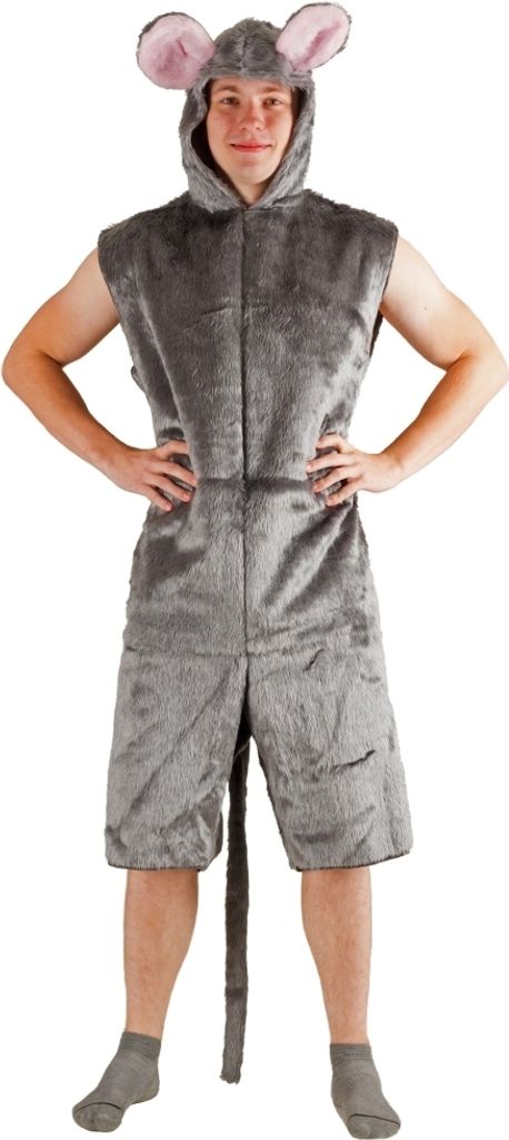 Maus Kostüm graue Maus für Erwachsene Gr. S-XL Tier Tierkostüm für Damen & Herren Fasching Karneval Mottoparty