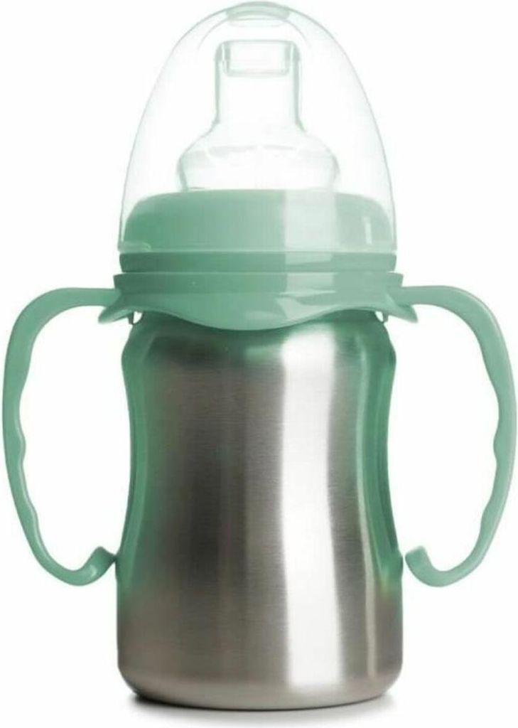 Auslaufsichere Edelstahl Lerntasse für Kleinkinder, 180 ml, mit weichem Silikonsauger, geschmacksneutral