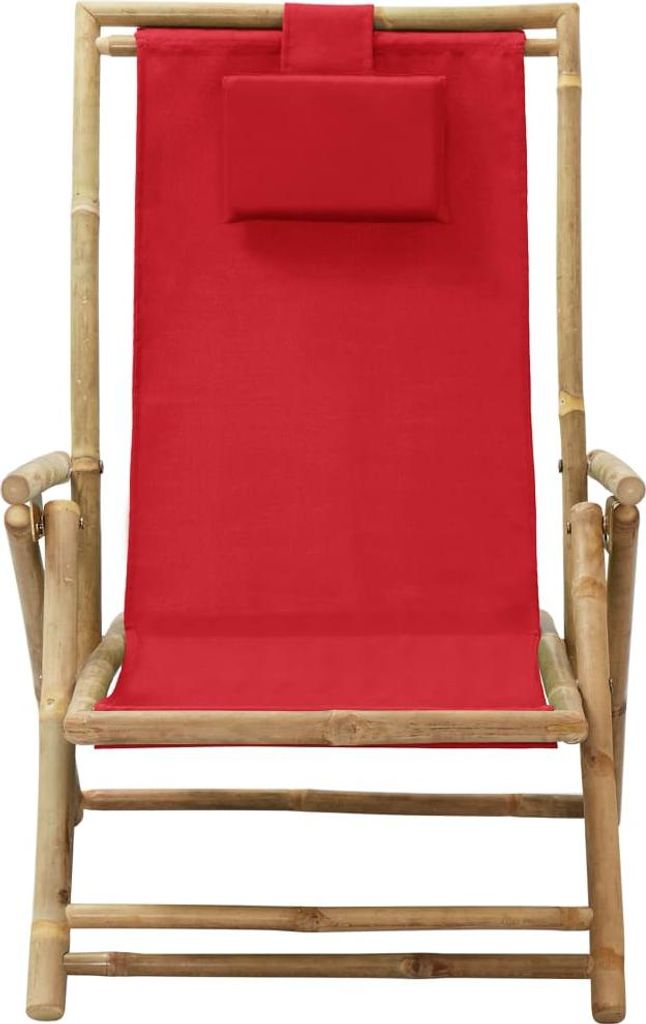 vidaXL Relaxstuhl Verstellbar Rot Bambus und Stoff
