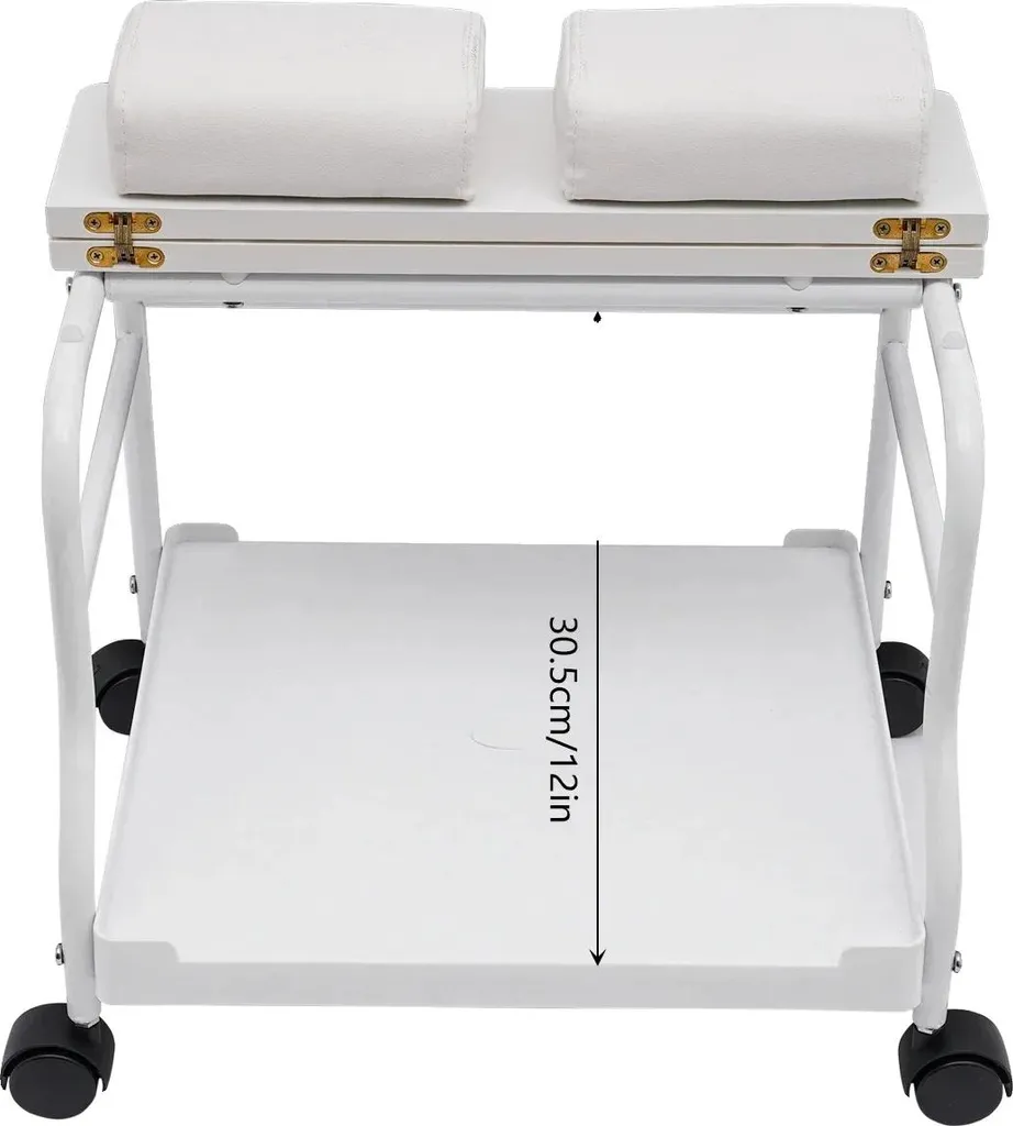 Repose-pieds mobile et durable en acier blanc - Chariot ergonomique multi-usage