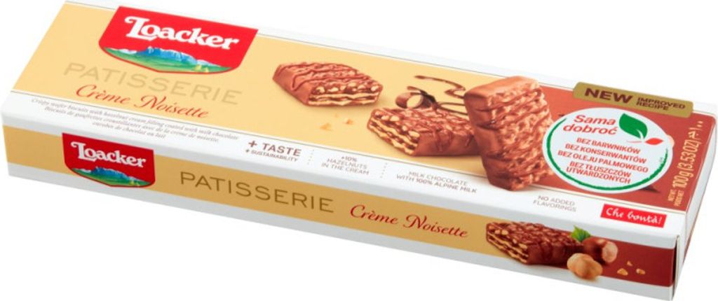 Wafle z kremem i kawałkami orzechów 100g - Loacker Zdjęcie produktu 