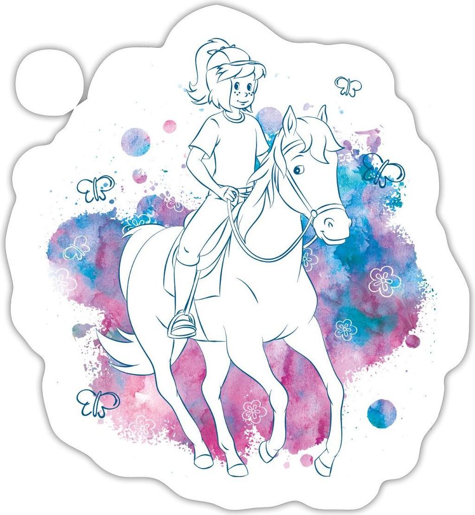 Spreadshirt Bibi Und Tina Ausritt Mit Stute Sabrina Line Art Sticker Aufkleber, 10 x 10 cm, Mattweiß