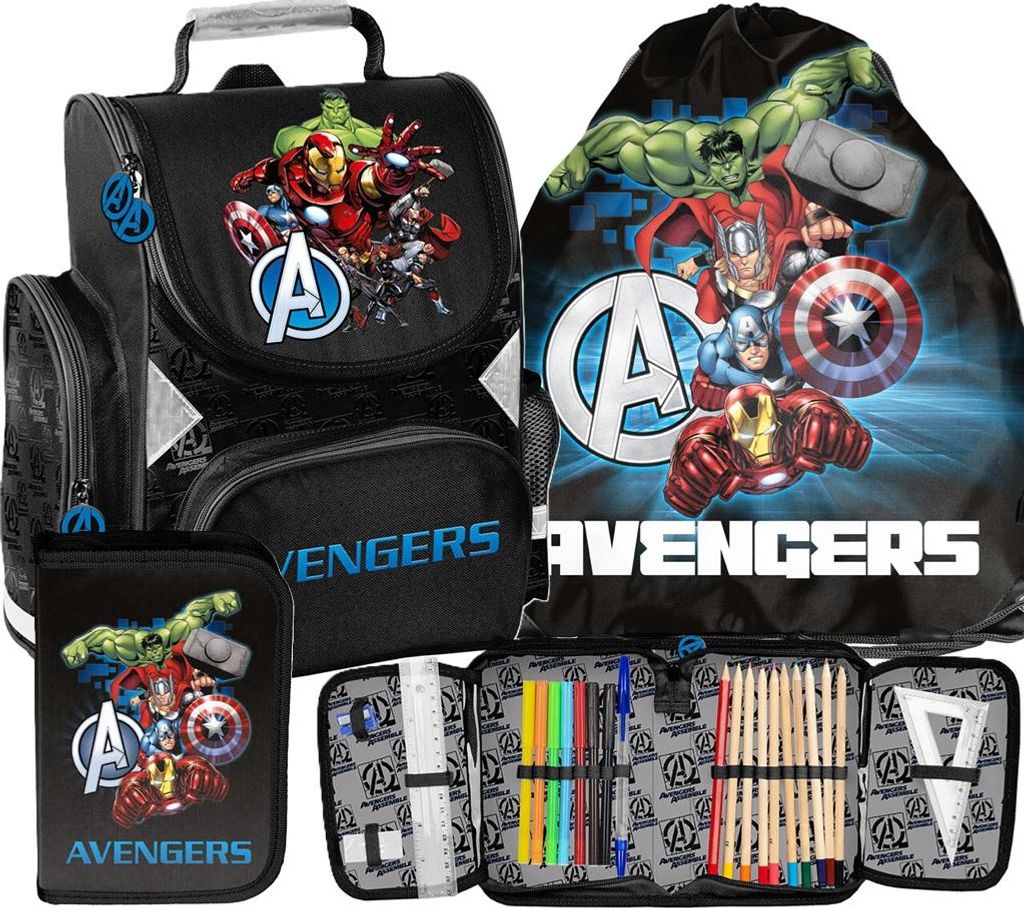 3 teile Schulranzen AVENGERS Ergonomisch ranzen rucksack Produktbild 