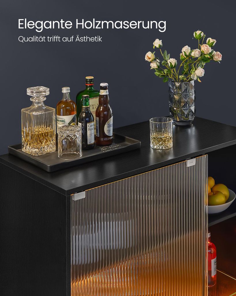 VECHOLL Weinschrank Mit LED-Licht Und Steckdosen – Kaffeebar-Schrank In Weiß