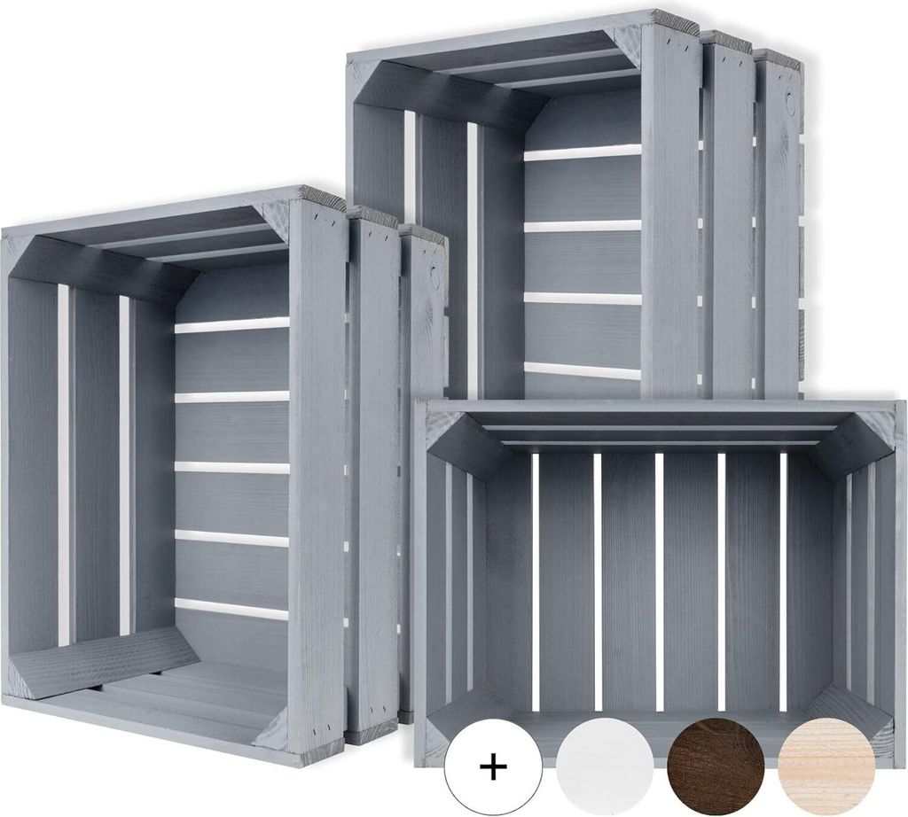 Creative Deco 3 x Holzkiste Grau | 40 x 30 x 23 cm | Deko Produktbild 