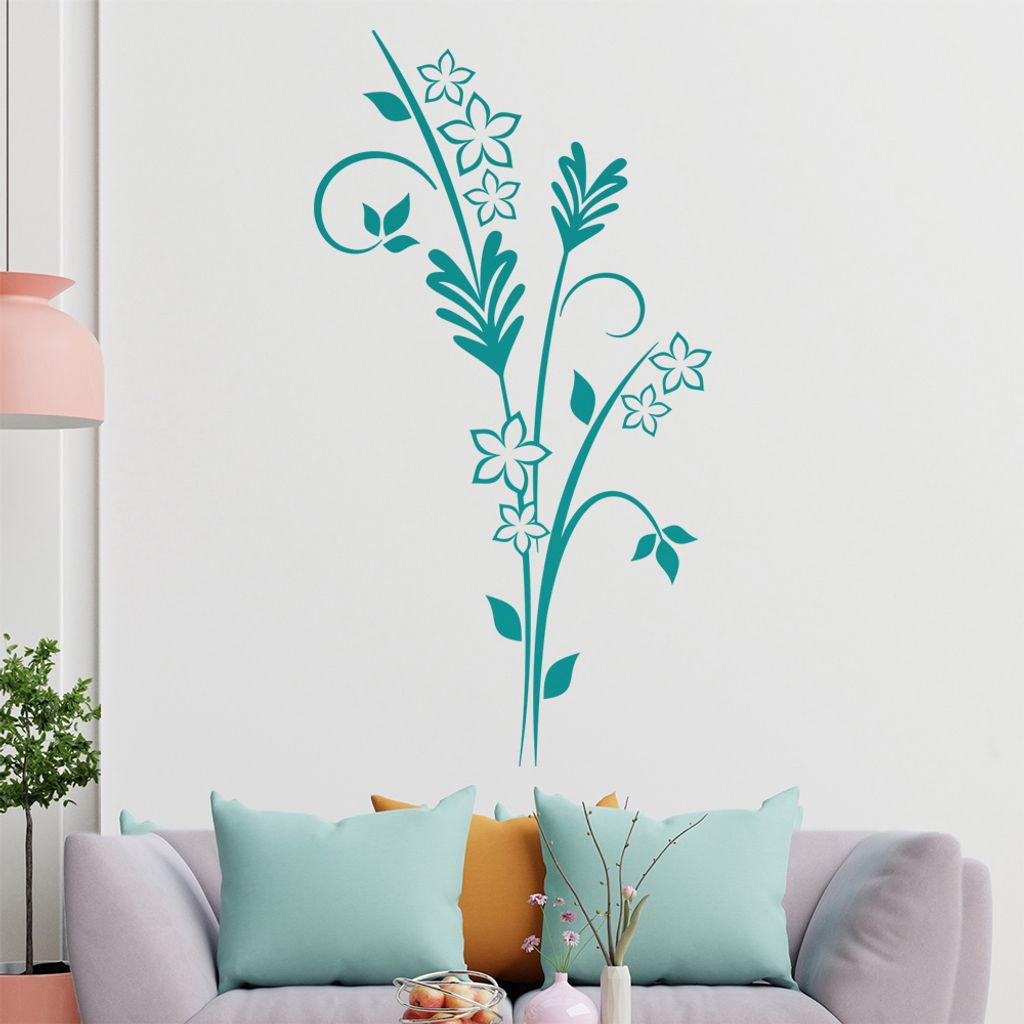 Blumen - Sterne - Ornamente Wandtattoo in 6 Größen - Wandaufkleber Wall Sticker - Dekoration, Küche, Wohnzimmer, Schlafzimmer, Badezimmer