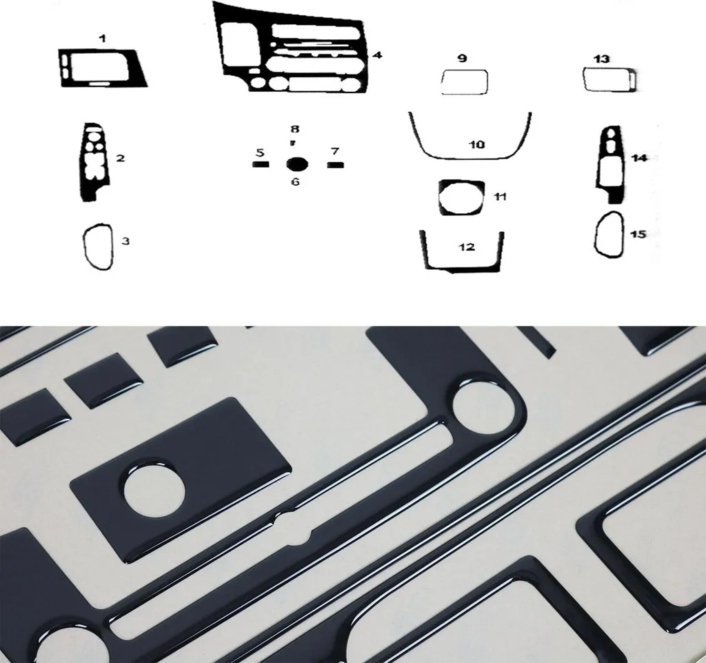 Kit Decorazione Interna Honda Civic 2005-2011 Piano Black 15pz Shop