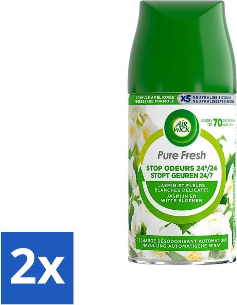 Air Wick Freshmatic – Lufterfrischer-Nachfüller – Reiner Jasmin und weiße Blüten – 250 ml - Vorteilspack - 2 Stücke