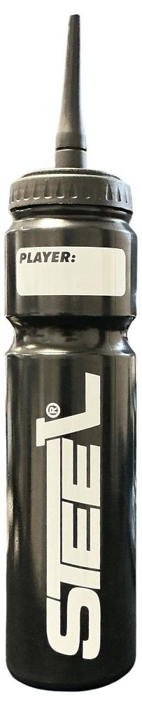 Hockey Trinkflasche STEEL Silver Safe 1.0L Langer Halm Produktbild 