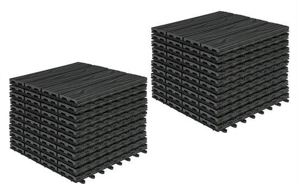 WPC-Terrassenplatten mit Holzlook - Komposit-Balkonplatten - antislip - einfache Montage - 30 x 30 cm.