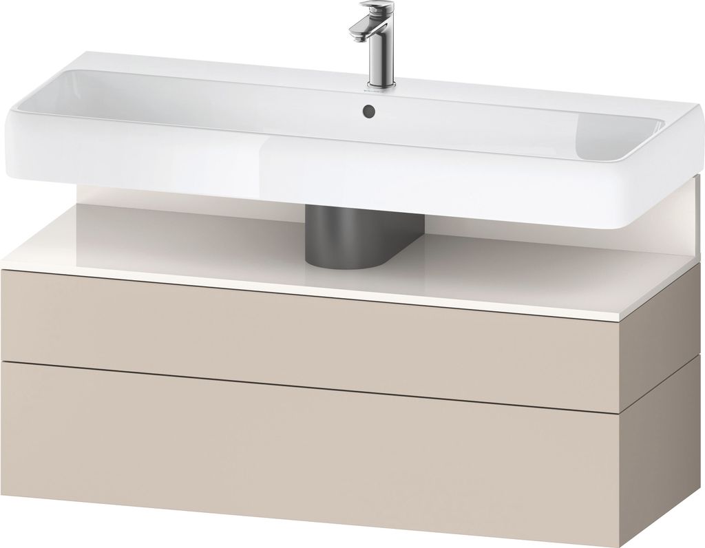 Duravit Qatego Waschtischunterbau, 1 Auszug und 1 Schublade, 1190x470x590mm, Nische Weiß hochglänzend, QA4396022830010
