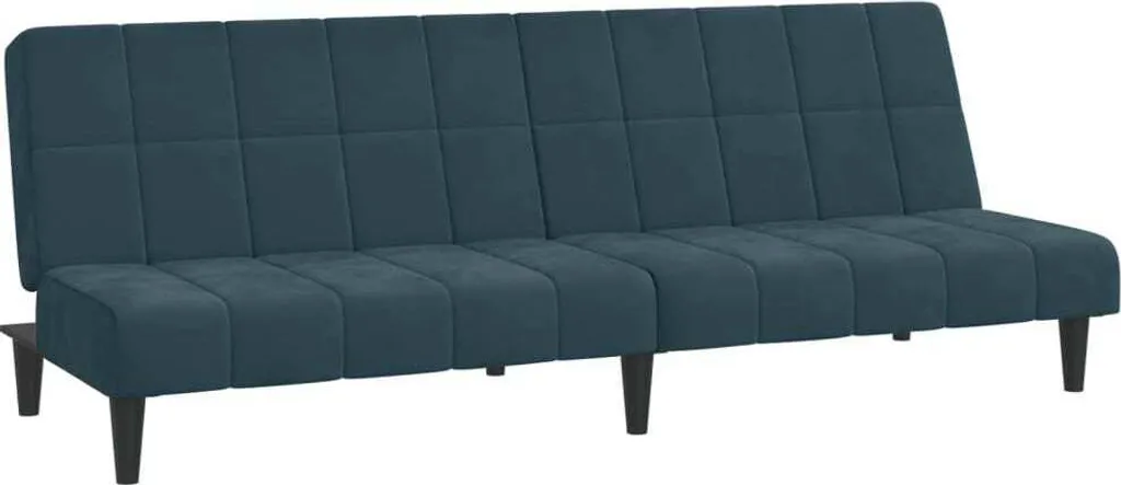 Canapé-lit 2 places bleu velours - Banquette convertible 140x190 cm
